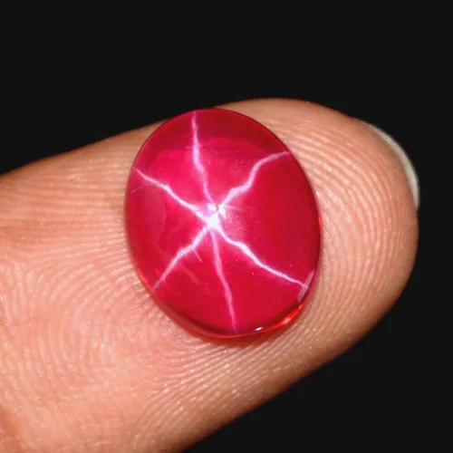 Vista 3 de 6 Rays Star Ruby 6500 Ct Lote de 10 piezas de piedras preciosas ovaladas de caucho de estrella roja natural para joyería