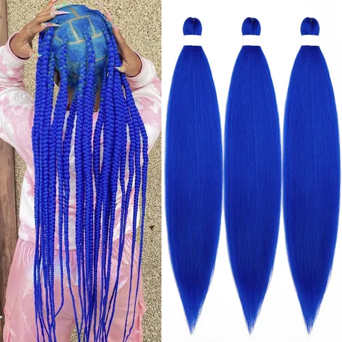 Vista 29 de Pelo trenzado corto 1B negro preestirado Extensiones de pelo trenzado para niños para trenzas de caja sin nudos, pelo trenzado preestirado de 16