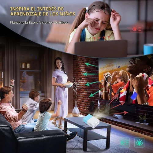 Vista 5 de Mini proyector, proyector de película portátil Full HD de 1080P con múltiples puertos, defiende la fuerza visual débil de la luz, diseño compacto