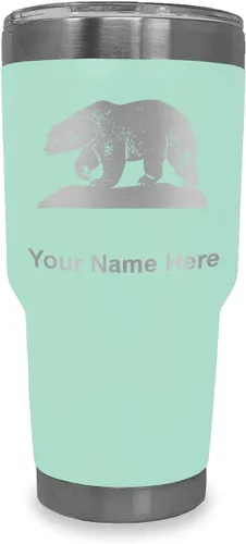 Vista 15 de LaserGram Vaso aislado al vacío de 20 onzas, oso polar, grabado personalizado incluido (negro)
