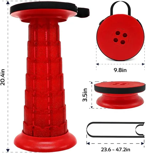 Vista 3 de Taburete plegable portátil retráctil ajustable para adultos, resistente con capacidad de carga de 770 libras, silla plegable, taburete de campamento