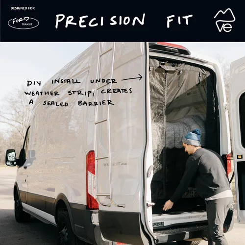 Vista 7 de VanEssential Rejilla completa de malla para puerta trasera, diseñada para furgonetas Ford Transit con techo medio SÓLO - Cierre con cremallera
