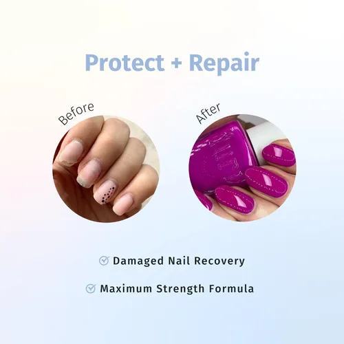 Vista 2 de Duri Rejuvacote - 1 sistema de crecimiento de uñas + paquete de esmalte de uñas 791 Berry Margarita Neon Purple – Fortalecedor de uñas y dúo