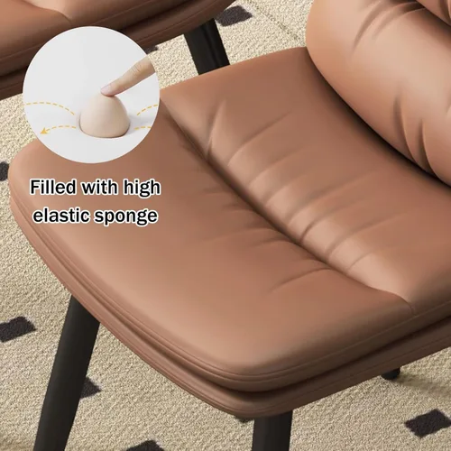 Vista 6 de Upholstered Dining Chairs Set of 4, Leather Kitchen Chair with Metal Legs, Dining Room Kitchen Chair with Back for Brown
