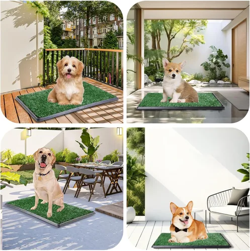 Vista 6 de LOOBANI Almohadilla de césped para perros con bandeja, 16 x 20 pulgadas