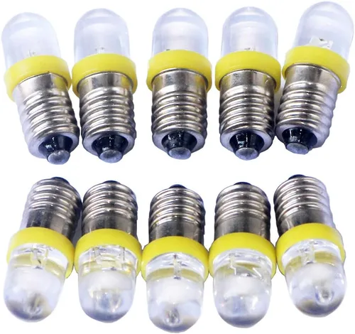 Vista 7 de 10pcs E10 Tornillo DC3V Punto Rojo Led Bombilla Lámparas de Luz +10pcs E10 Base (DC3V, Rojo)