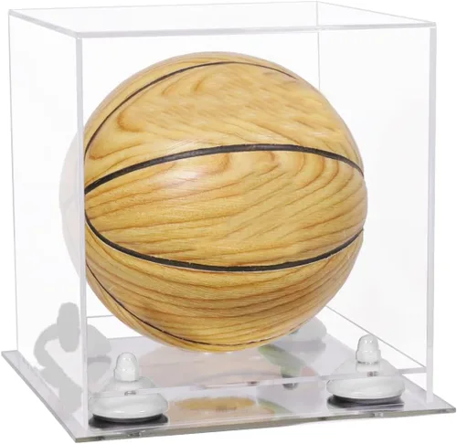 Vista 27 de Better Display Cases Mini acrílico - Miniatura (no tamaño completo) Baloncesto vitrina con elevadores negros y espejo (A015-BR)