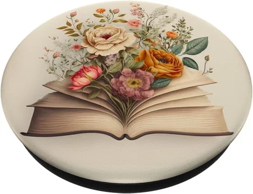 Vista 2 de Librarian Flowery Book Lover Bookish Floral Aesthetic PopSockets intercambiables PopGrip