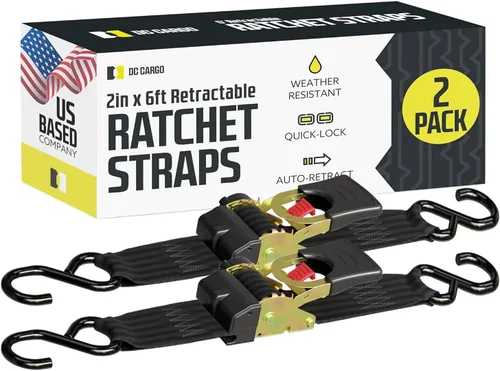 Vista 13 de DC Cargo Mall Correas de trinquete retráctiles automáticas (paquete de 4) de 1 pulgada x 6 pies, resistentes, resistencia a la rotura de 1,522