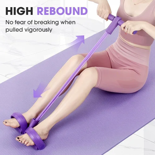 Vista 4 de 21 Bandas de Resistencia para Fitness - 4 Tubos, Pedal de Tobillo, Banda Elástica de Resistencia con Pedal de Yoga, Bandas de Estiramiento