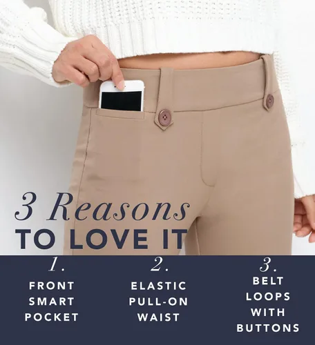Vista 6 de Rekucci - Pantalón de vestir ligeramente acampanados, elásticos y de efecto adelgazante para mujer
