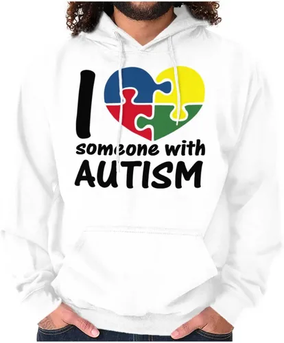 Vista 11 de Brisco Brands I Love Someone with Autism Puzzle Sudadera con capucha para mujeres y hombres Negro