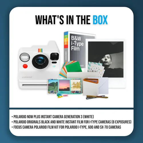 Vista 12 de Polaroid Now Plus Generation 3 Cámara instantánea con sistema de enfoque automático de dos lentes y modo manual (blanco) paquete con kit de película