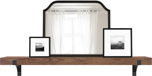 Vista 35 de MCS Repisa de 60 pulgadas, Master & Co Repisa de chimenea flotante de madera maciza con acabado blanco, estante flotante largo para sala de estar