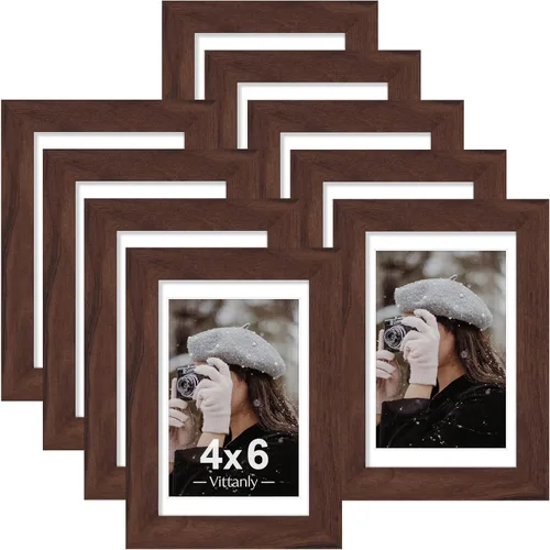 Vista 120 de Juego de 9 portarretratos, plexiglás resistente a rupturas, exhibe fotos de 4 x 6 pulgadas o, con paspartú, de 3.5 x 5 pulgadas, marcos para pared