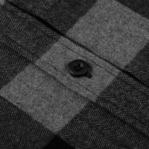Vista 5 de Camisa casual de franela de manga larga para hombre, ajuste regular, con botones y dos bolsillos