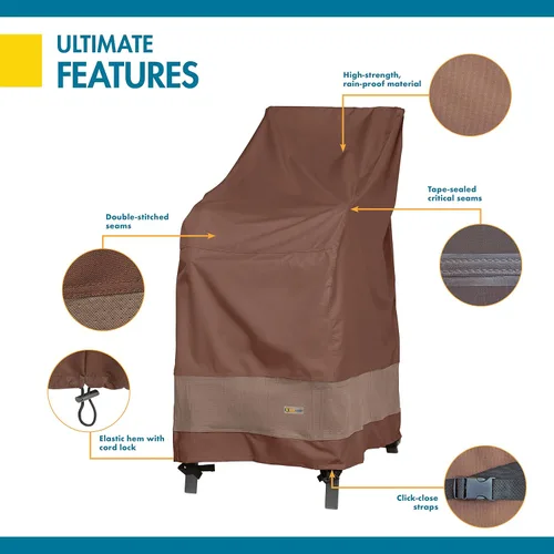Vista 5 de Duck Covers Funda impermeable Ultimate para silla apilable de patio de 28 pulgadas, fundas para sillas de exterior