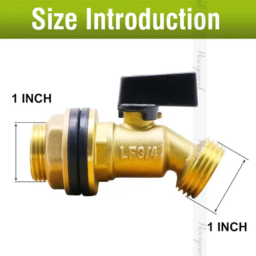 Vista 2 de GHT 3/4 espita para barril de lluvia, kit de espiga de barril de agua de mamparo de latón para piezas de tanque de bricolaje y accesorios