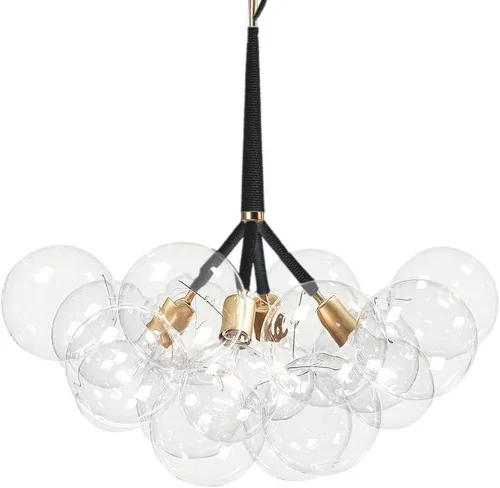 Vista 6 de Lámpara de techo moderna de 3 luces con 9 burbujas de cristal, lámpara colgante para escaleras, sala de estar, vestíbulo, entrada, sala de reuniones