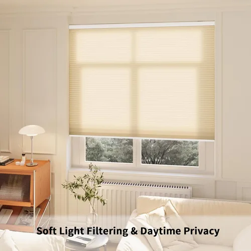 Vista 2 de MYshade CEL19BE36C - Persianas sin cordones y celulares para ventanas interiores con filtro de luz de 1.5 pulgadas de celda de nido de abeja, tela