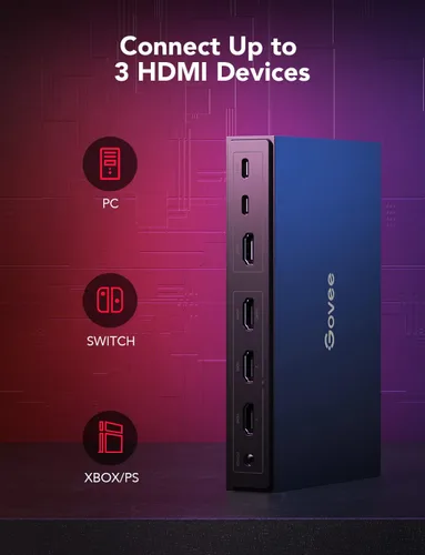 Vista 6 de Govee Kit de caja de sincronización de juegos AI, con barras de luz y luz trasera de monitor, caja de juegos HDMI 4K, tira de luz LED RGBIC