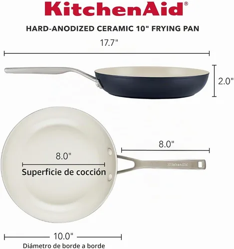 Vista 2 de KitchenAid - Sartén antiadherente de cerámica anodizada dura, 10 pulgadas