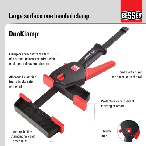 Vista 3 de BESSEY DUO16-8, serie DuoKlamp de 6 pulgadas, abrazadera/esparcidor con una mano, color negro