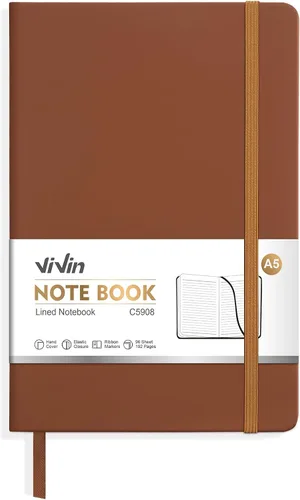 Vista 23 de ViVin Cuadernos de diario rayados para trabajo, 192 páginas, tamaño mediano de 5.5 x 8.3 pulgadas, rayado universitario, cuadernos A5 de tapa dura