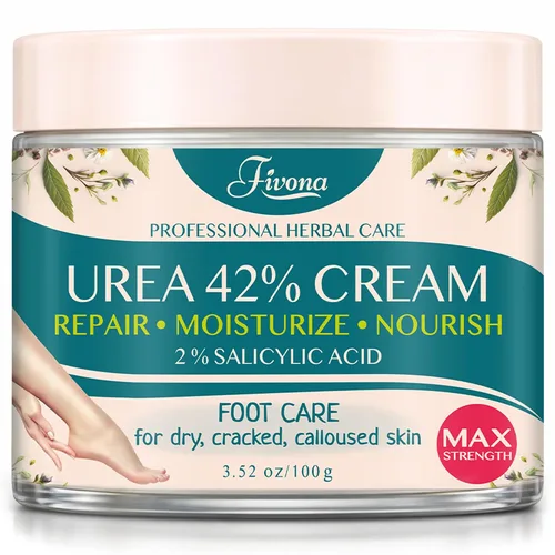 Vista 10 de FIVONA Crema para pies 40% urea para talones secos agrietados, crema suavizante de callos extra fuerte con ácido salicílico al 2%, árbol de té