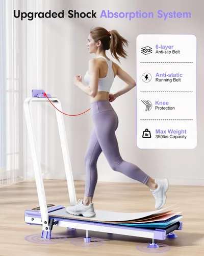 Vista 5 de Walking Pad with 10% Incline & Handle Bar, Low Noise Walking Pad Treadmill for Home Small, Rayspace 3.5HP Treadmill with Incline, 4 in 1 Portable