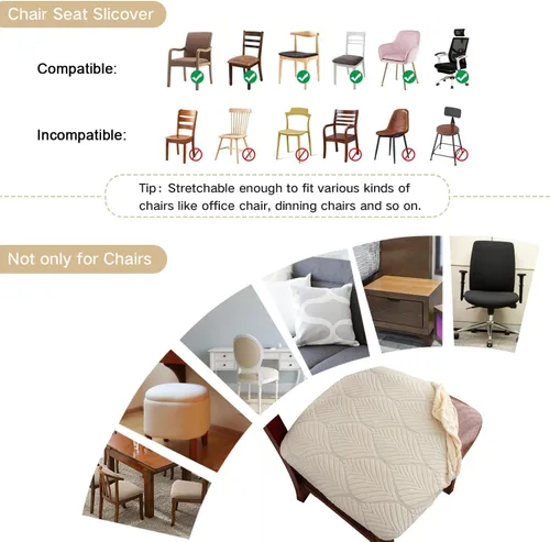 Vista 6 de Gute Fundas para Asiento de Silla, Funda de Silla de Ante con Cintas Elásticas y Botón, Protectores de Silla Tapizada Desmontables y Lavables