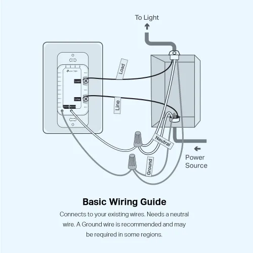 Vista 6 de TP-Link Tapo Interruptor de atenuador inteligente, un solo polo, requiere cable neutro, interruptor de luz Wi-Fi de 2,4GHz compatible con Alexa