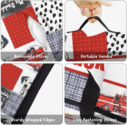 Vista 4 de Tapete personalizado para siesta de camión de bomberos con nombre, sacos de dormir para niños y niñas, colchón de cama personalizado para niños