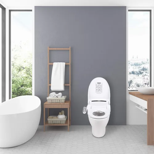 Vista 5 de Lotus Asiento bidé ATS-800 redondo, asiento con calefacción, lavado con temperatura controlada, secador de aire caliente, fácil instalación