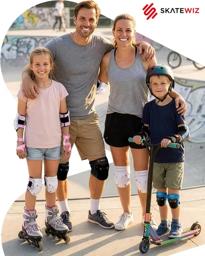 Vista 2 de SKATEWIZ Kids and Adult Knee Pads and Elbow Pads Set 6pcs - incl. Carry Bag