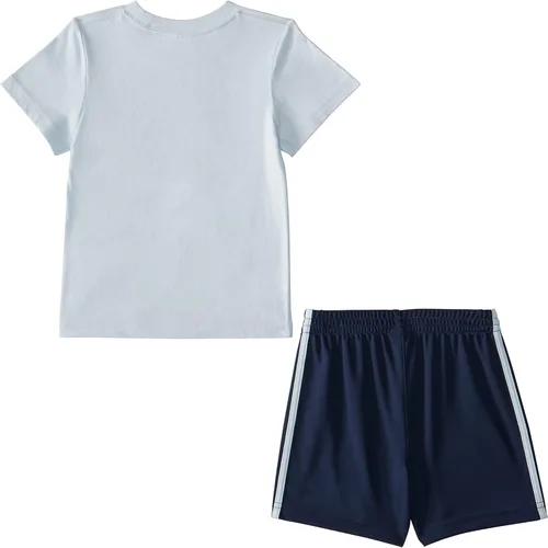Vista 2 de adidas Conjunto de camiseta y pantalón corto de algodón de 2 piezas para bebés, Tinte cielo