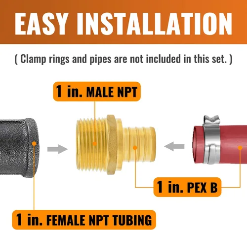 Vista 3 de SUNGATOR Paquete de 2 adaptadores machos Pex de 1 pulgada, latón sin plomo, accesorios Pex de 1 pulgada