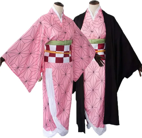Vista 3 de Rickem Nezuko - Disfraz de cosplay japonés de anime kimono, disfraz de Halloween