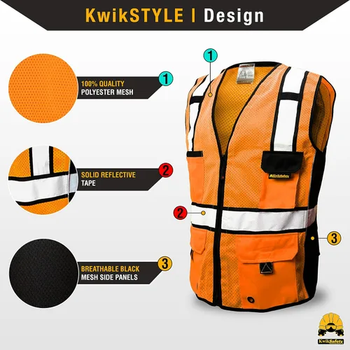 Vista 2 de KwikSafety RoadBOSS Econ & Premium Safety Vest Class 2 ANSI OSHA