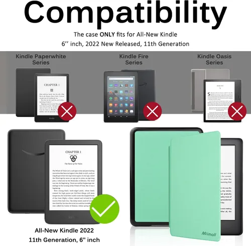 Vista 2 de Miimall for All-New Kindle Case 11th Gen, 2022, Lightweight Premium PU Leather Bumper, Anti-Fingerprint Magnetic Auto Wake/Sleep Shockproof Case