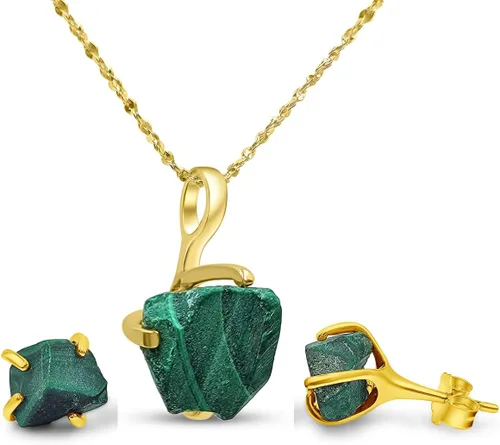 Vista 57 de Juego de joyas de piedras preciosas crudas reales con plata de ley 925 chapada en oro real, collar y aretes de piedra natal, regalo para ella por