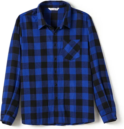 Vista 2 de PATPAT Conjuntos familiares a juego para mamá y yo, vestido a juego de manga larga a cuadros y camisas casuales con botones