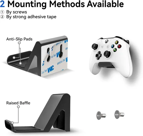 Vista 5 de 6amLifestyle - Juego de 2 soportes de pared con kit de luz RGB de 16 colores para Xbox One PS4 PS5 Switch Pro Gamepad Controller Stand Holder