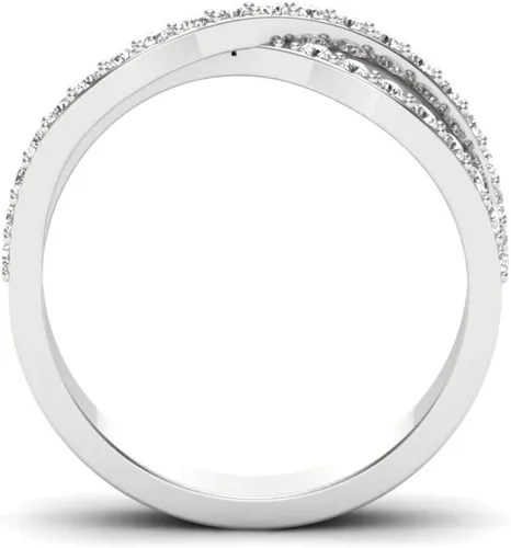 Vista 3 de Anillo de plata de ley 925 de corte redondo de 0,37 quilates de media eternidad de corte redondo DVVS1 para mujer