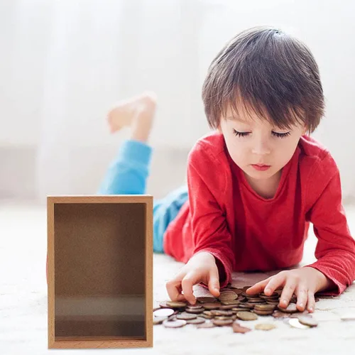 Vista 6 de Alipis Alcancía pequeña para ahorro de monedas, ahorro de presupuesto, para adultos, banco de dinero, tarro de dinero para adultos, marco de fotos