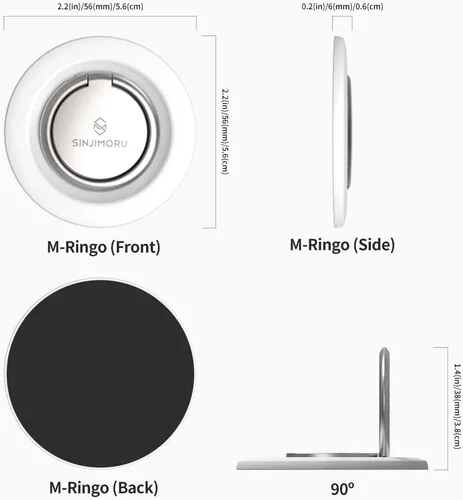 Vista 6 de Sinjimoru M-Ringo - Anillo magnético para teléfono celular, rotación de 360 grados, agarre de dedo para soporte de anillo magnético compatible
