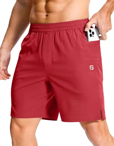 Vista 84 de GGJ Pantalones cortos deportivos ligeros para hombre con 2 bolsillos con cremallera de 7/5/9 pulgadas, pantalones cortos de tenis de secado rápido