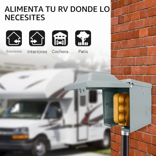Vista 2 de 30 Amp 125 voltios RV/EV caja de toma de corriente, NEMA TT-30R Receptáculo 30A RV Outlet