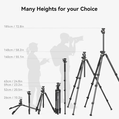 Vista 5 de SmallRig CT200 72.8"/200cm Trípode Horizontal Elevado para Cámara con Soporte para Smartphone y Bolsa de Transporte, Carga Máxima 33lb Trípode