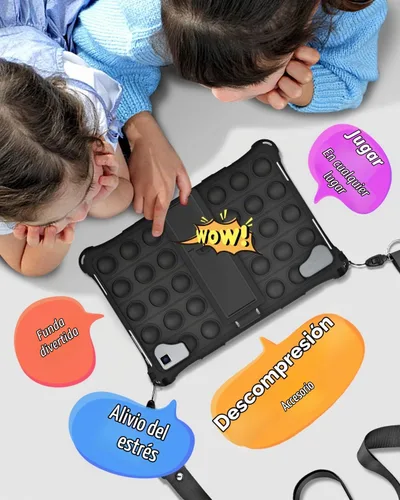 Vista 6 de DETUOSI Funda de silicona para tablet VASTKING KingPad K10 Pro, con lápiz stylus y correa para el hombro, funda protectora suave multiángulo